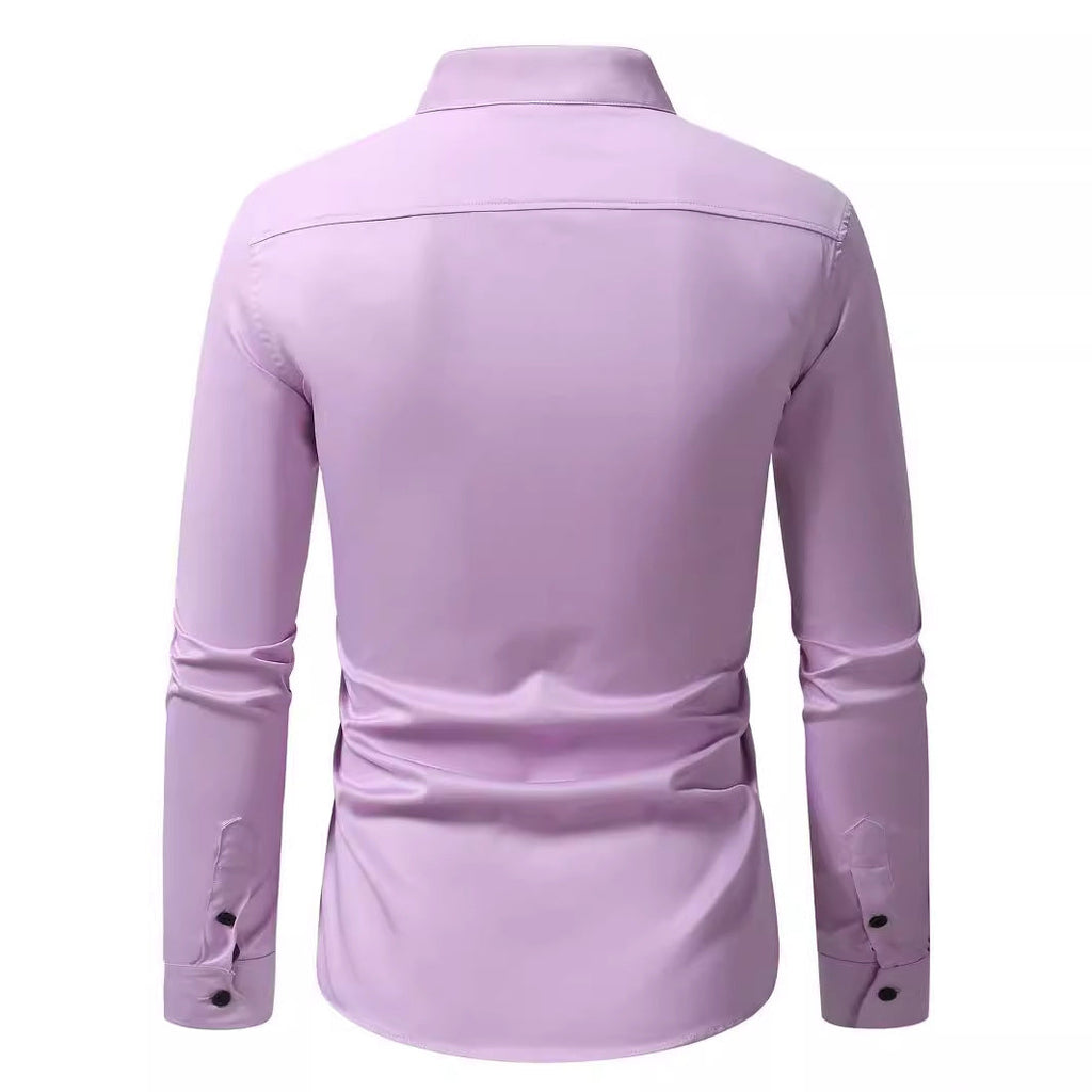 Mens Fashion Embroidered Casual Long-Sleeve Shirt Siqur Salute