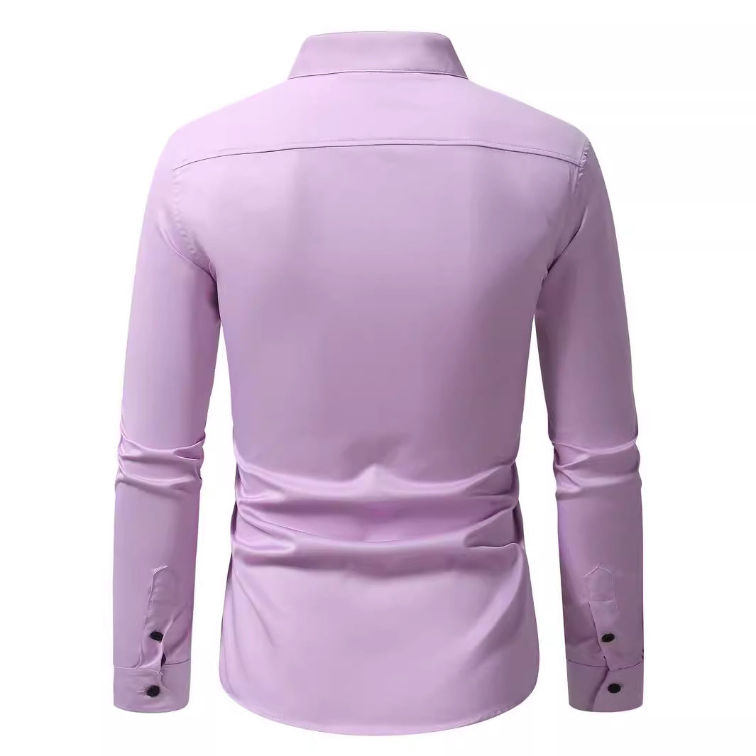 Mens Fashion Embroidered Casual Long-Sleeve Shirt Siqur Salute