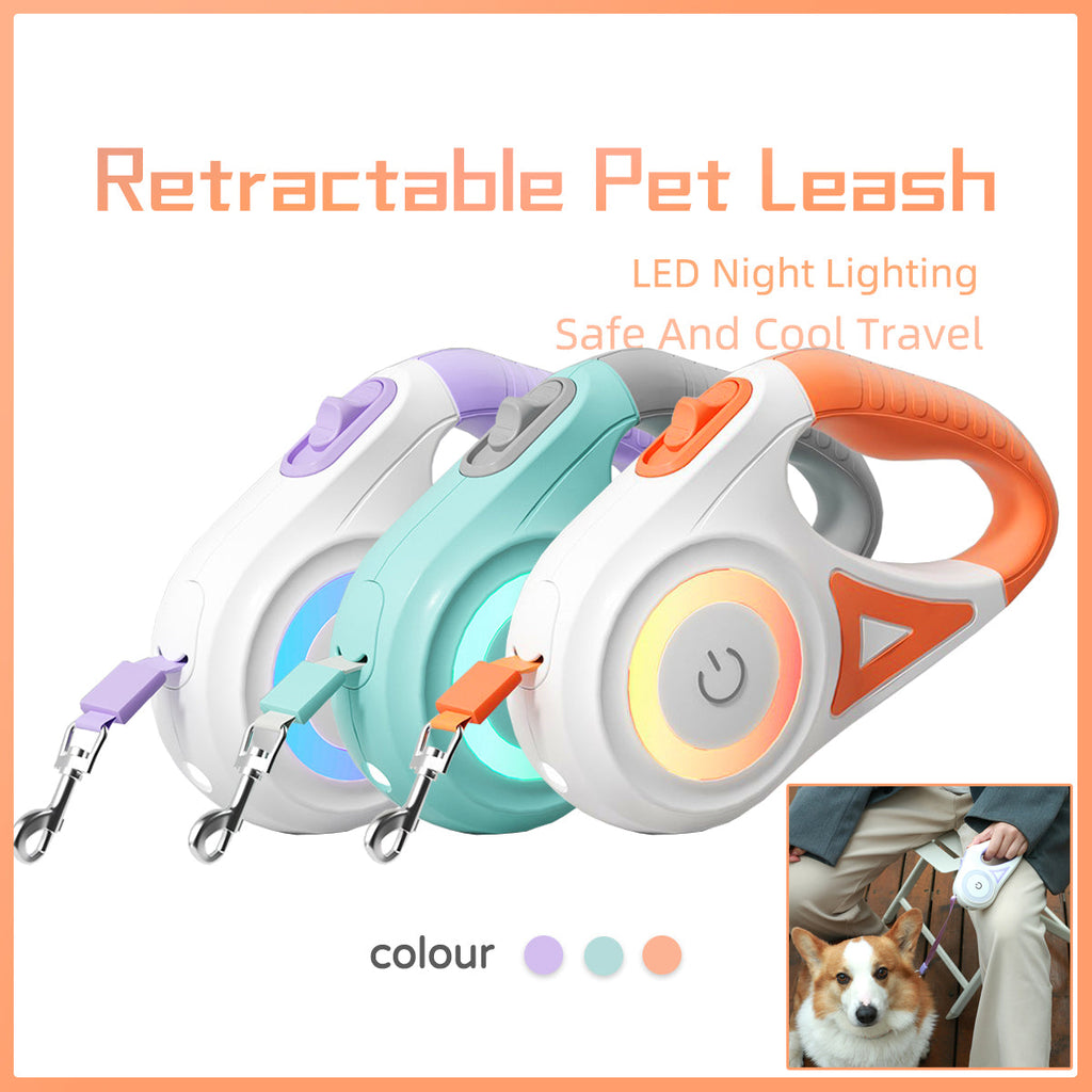 Dog Leash Retractable Leash And Dog Collar Spotlight Automatic Pet Dog Cat Traction Rope For Small Medium Dogs Pet Product Siqur Salute
