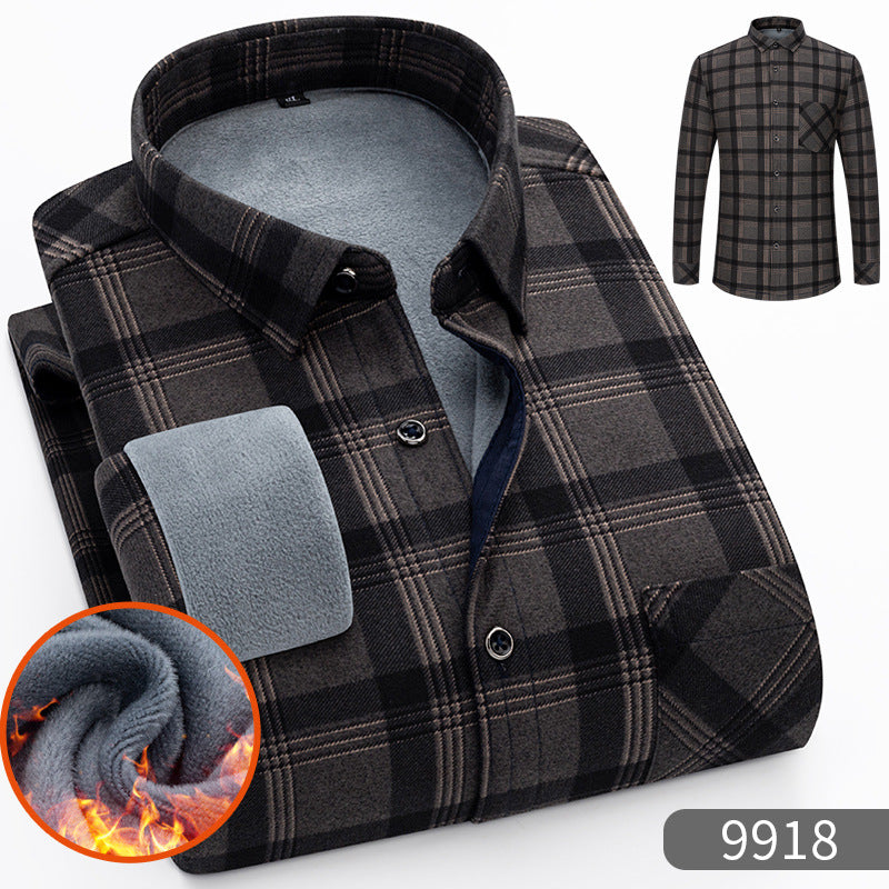 Warm Fleece-Lined Thickened Shirts For Middle-Aged And Senior Men Siqur Salute