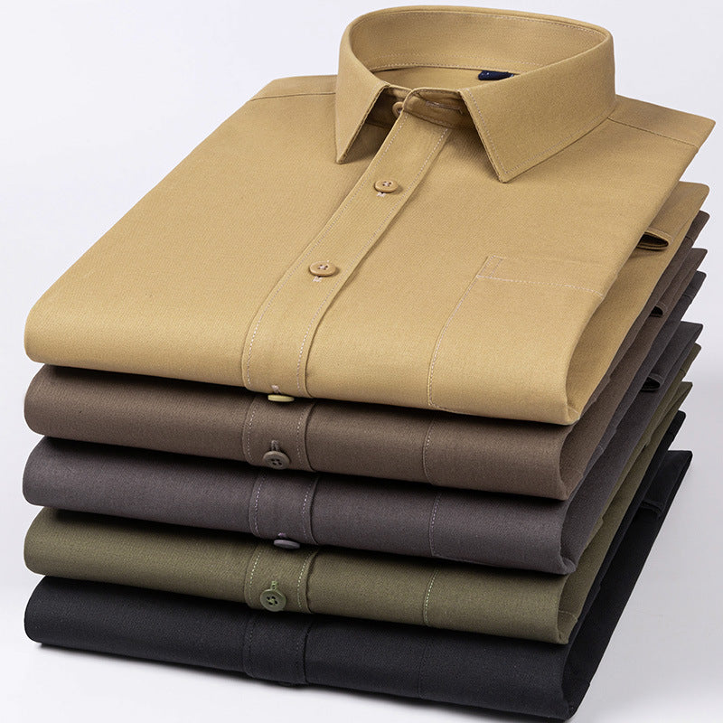 Spring Mens Khaki Cotton Long-sleeve Shirt Siqur Salute