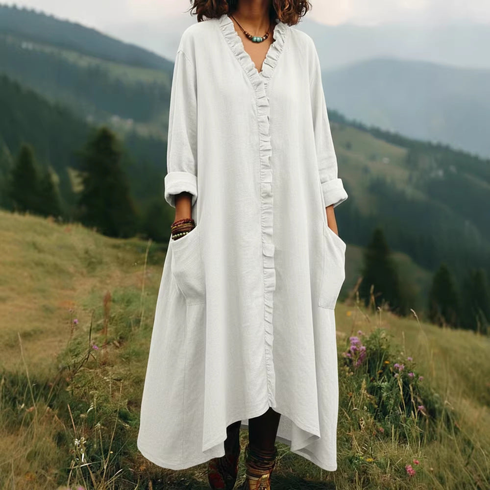 Stylish Relaxed-fit Cotton Midi Dress Clarke Vibe Store