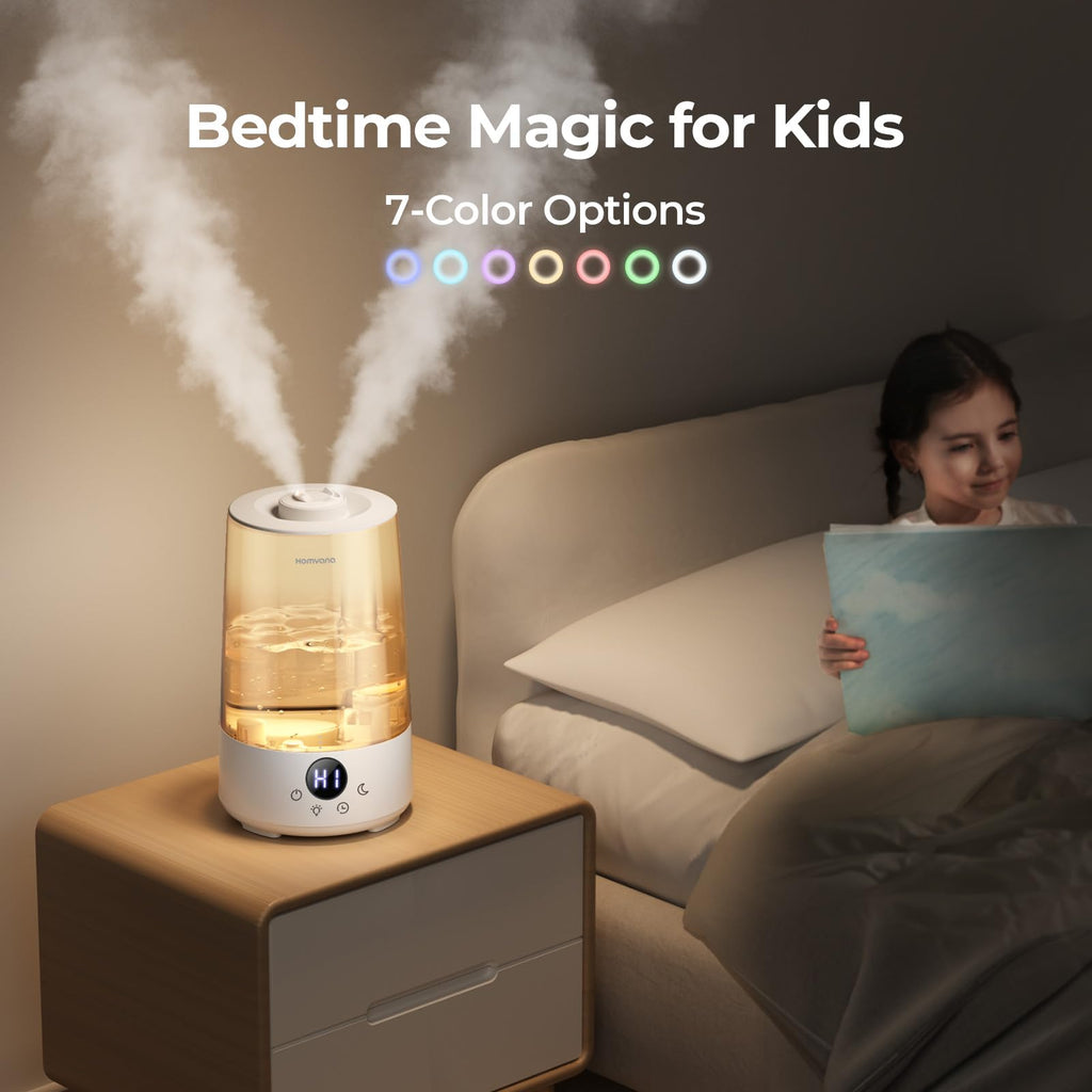 Homvana Humidifiers for Bedroom Home, 3.6 L Cool Mist Top-Fill 34H Super Long Time, Quiet 23dB, Baby Humidifier, Oil Diffuser for Large Room, House, Plant, Nursery, Office, BPA FREE, Ultrasonic (Grey) Clarke's Vibe Store