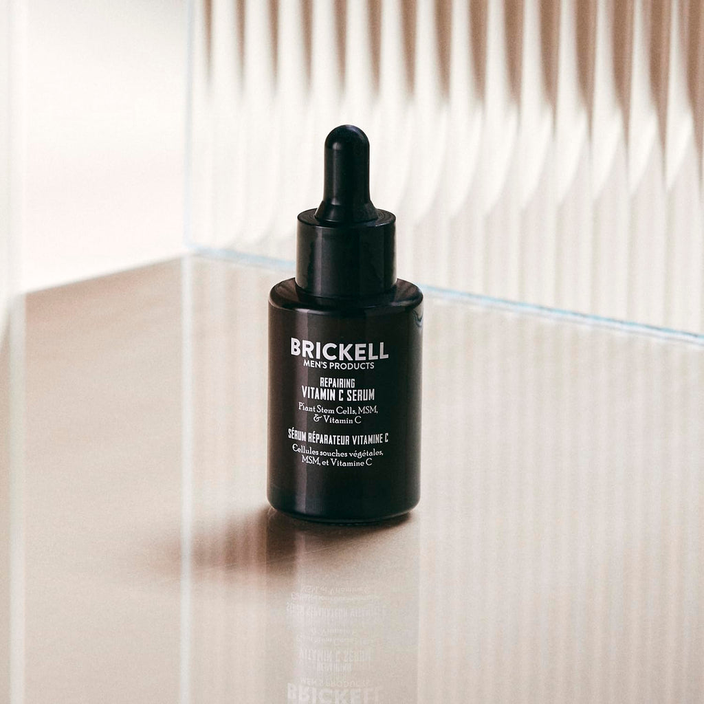 Brickell Men's Anti Aging Vitamin C Serum For Face, Repairing Night Facial Serum for Men, Natural and Organic Hyaluronic Acid Serum For Face to Diminish Wrinkles and Reduce Redness, 1 Ounce, Scented Clarke's Vibe Store