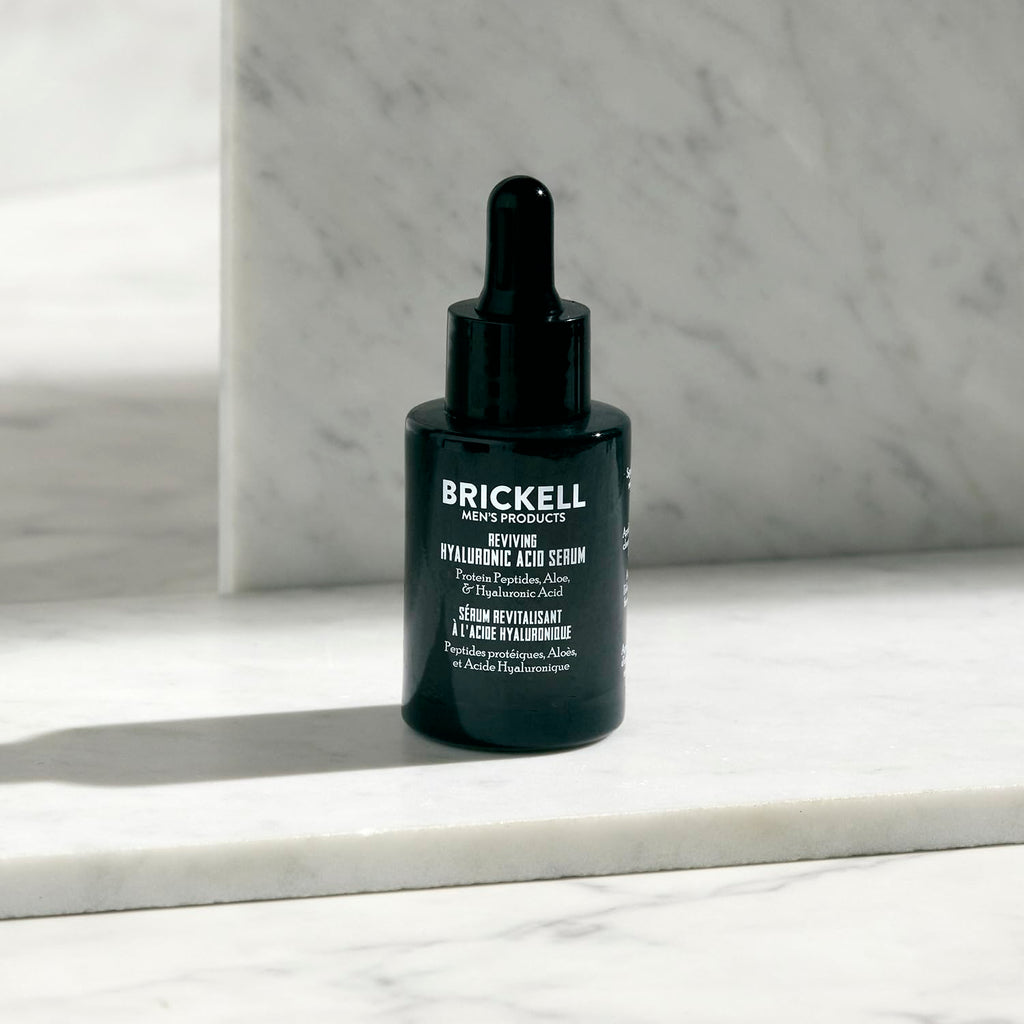 Brickell Men's Anti Aging Hyaluronic Acid Serum for Face, Day Face Serum for Men, Natural & Organic Facial Serum With Protein Peptides to Restore Collagen and Firmness, 1 Ounce, Unscented Clarke's Vibe Store