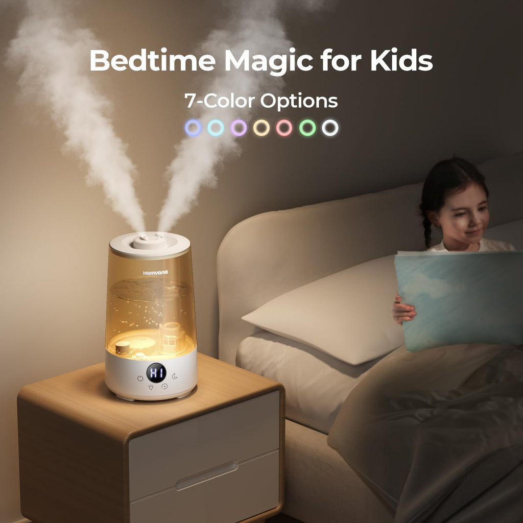 Homvana Humidifiers for Bedroom Home, 3.6 L Cool Mist Top-Fill 34H Super Long Time, Quiet 23dB, Baby Humidifier, Oil Diffuser for Large Room, House, Plant, Nursery, Office, BPA FREE, Ultrasonic (Grey) Clarke's Vibe Store