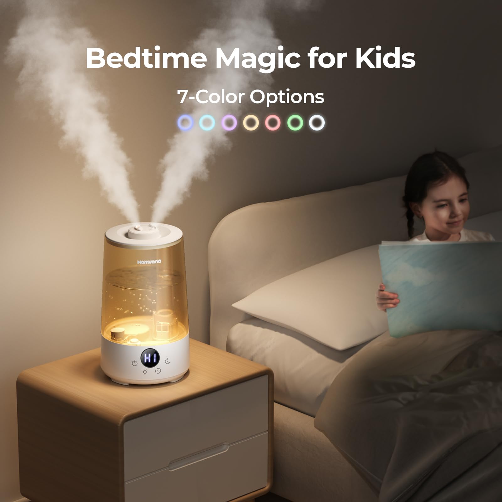 Homvana Humidifiers for Bedroom Home, 3.6 L Cool Mist Top-Fill 34H Super Long Time, Quiet 23dB, Baby Humidifier, Oil Diffuser for Large Room, House, Plant, Nursery, Office, BPA FREE, Ultrasonic (Grey) Clarke's Vibe Store