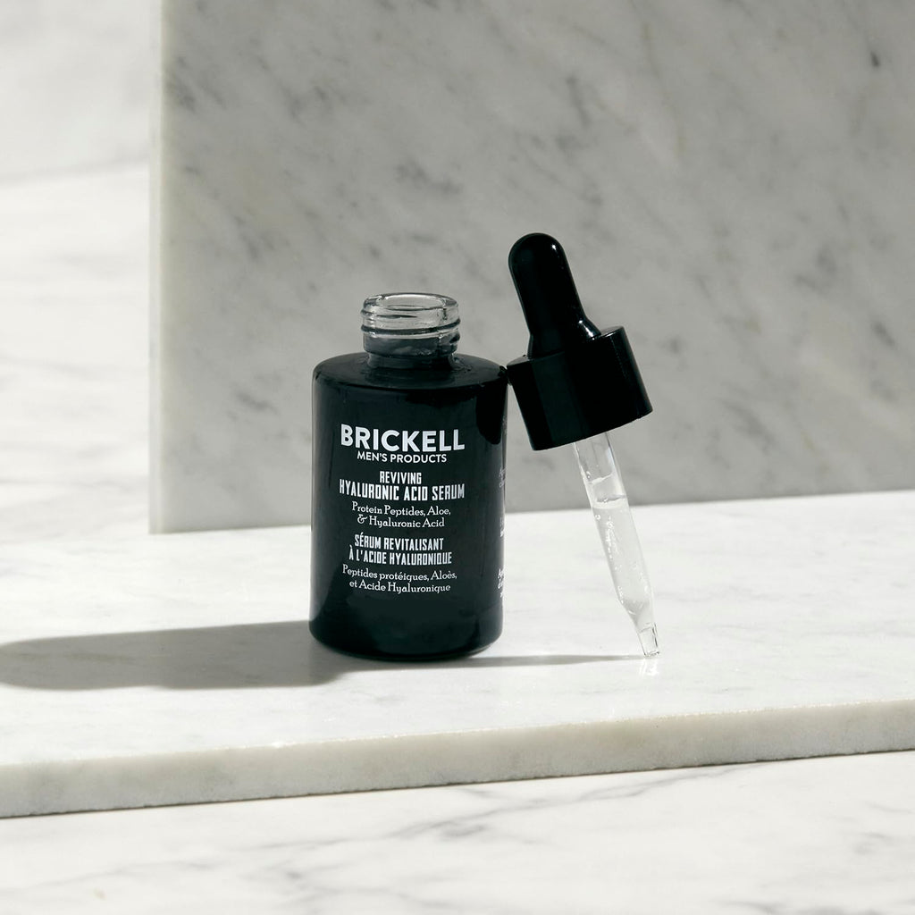 Brickell Men's Anti Aging Hyaluronic Acid Serum for Face, Day Face Serum for Men, Natural & Organic Facial Serum With Protein Peptides to Restore Collagen and Firmness, 1 Ounce, Unscented Clarke's Vibe Store