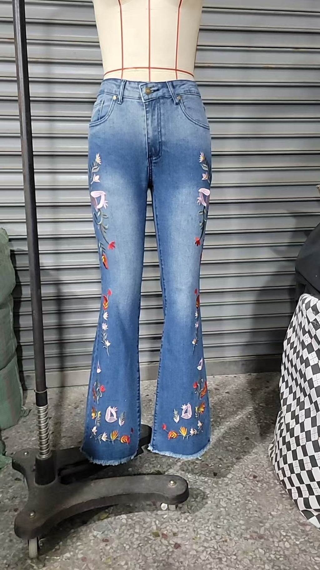 High-elasticity Embroidered Flared Jeans For Women Clarke Vibe Store