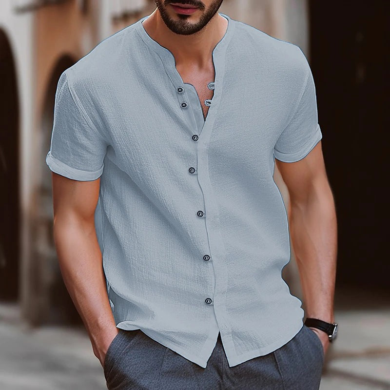 Men's Retro Cotton And Linen Casual Button Short Sleeves Clarke Vibe Store