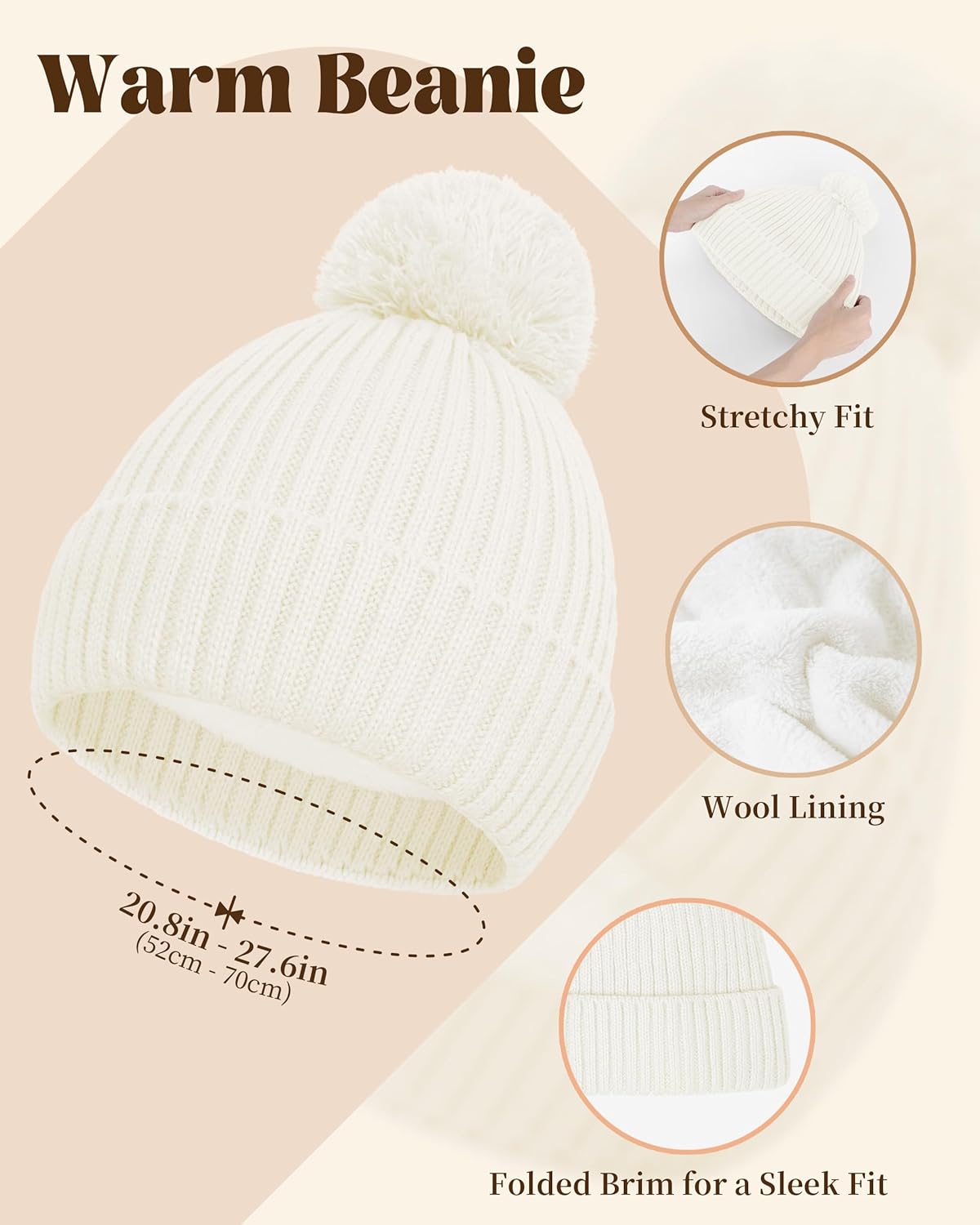 DODOKIE 5 Pieces Winter Beanie Hat Scarf Gloves Touchscreen & Thick Socks Set for Women Stocking Stuffers Mom Clarke's Vibe Store