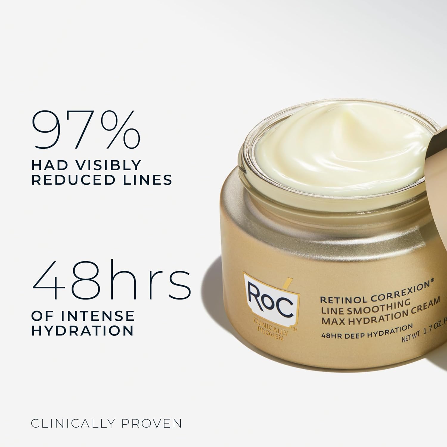 RoC Retinol Correxion Max Daily Hydration Anti-Aging Face Moisturizer with Hyaluronic Acid, Oil Free Skin Care Cream for Fine Lines, Dark Spots, Post-Acne Scars, Retinol Moisturizer, 1.7 Ounces Clarke's Vibe Store