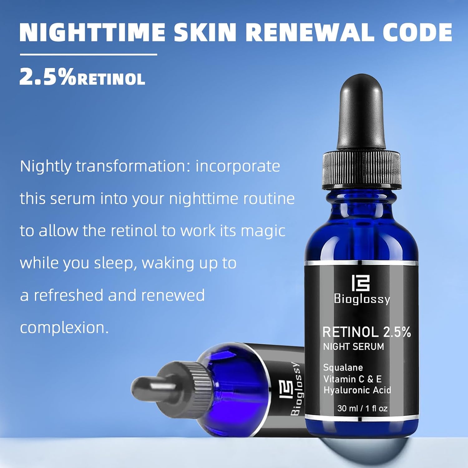 Retinol Serum for Face, 2.5% Retinol Intense Night Serum with Squalane,Vitamin C & E & B3,Hyaluronic Acid for Lines, Wrinkles & Premature Sun Damage to Resurface & Hydrate 30 ml/ 1 Fl oz Clarke's Vibe Store