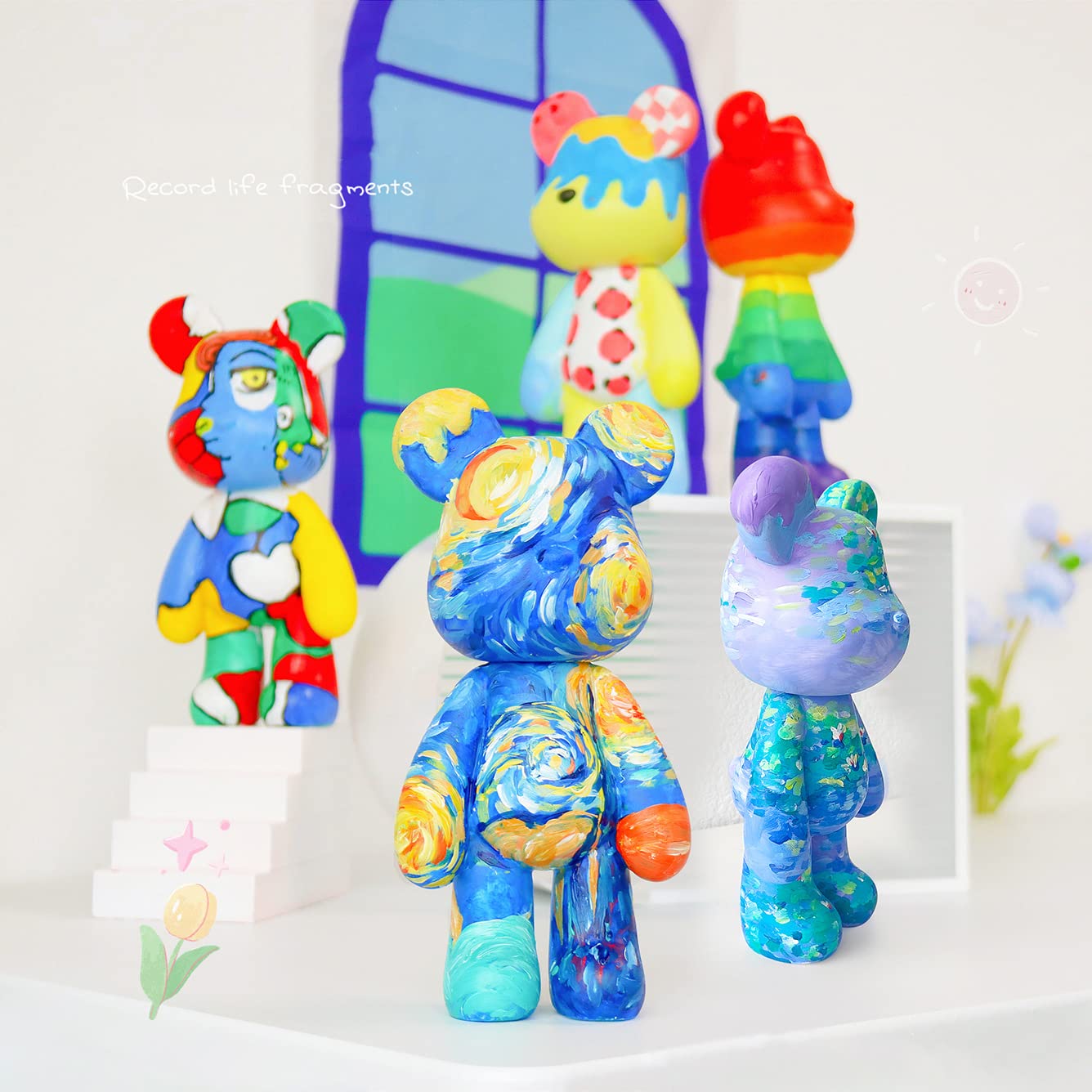 DIY Creative Blank Painting Fluid Bear Figure Kit, Multicolor Mix Paint Design for Home Decoration (Blue, Fluid Bear) Clarke Vibe Store