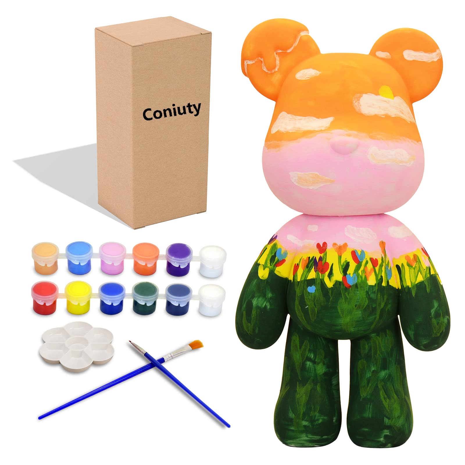 DIY Creative Blank Painting Fluid Bear Figure Kit, Multicolor Mix Paint Design for Home Decoration (Blue, Fluid Bear) Clarke Vibe Store