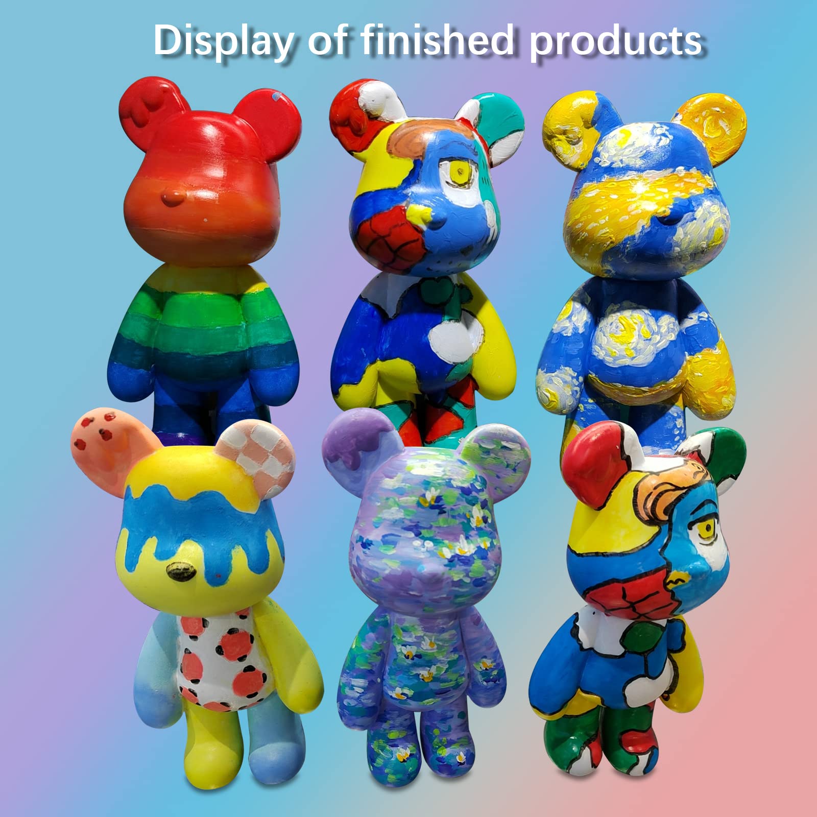 DIY Creative Blank Painting Fluid Bear Figure Kit, Multicolor Mix Paint Design for Home Decoration (Blue, Fluid Bear) Clarke Vibe Store