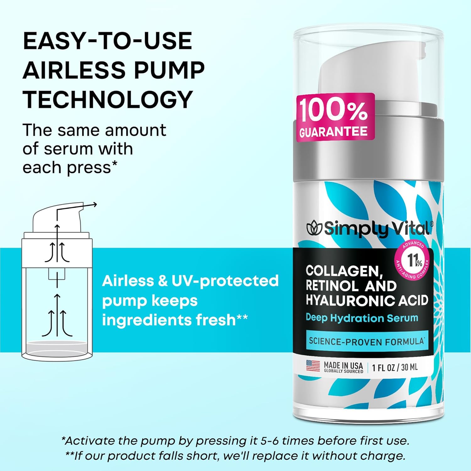 SimplyVital Collagen, Retinol & Hyaluronic Acid Serum - Anti-Aging Moisturizer for Face, Neck & Décolleté - Made in USA, Deep Moisturizing Skin Care Complex - Hydrating Facial Serum for Women, 1 fl.oz Clarke's Vibe Store