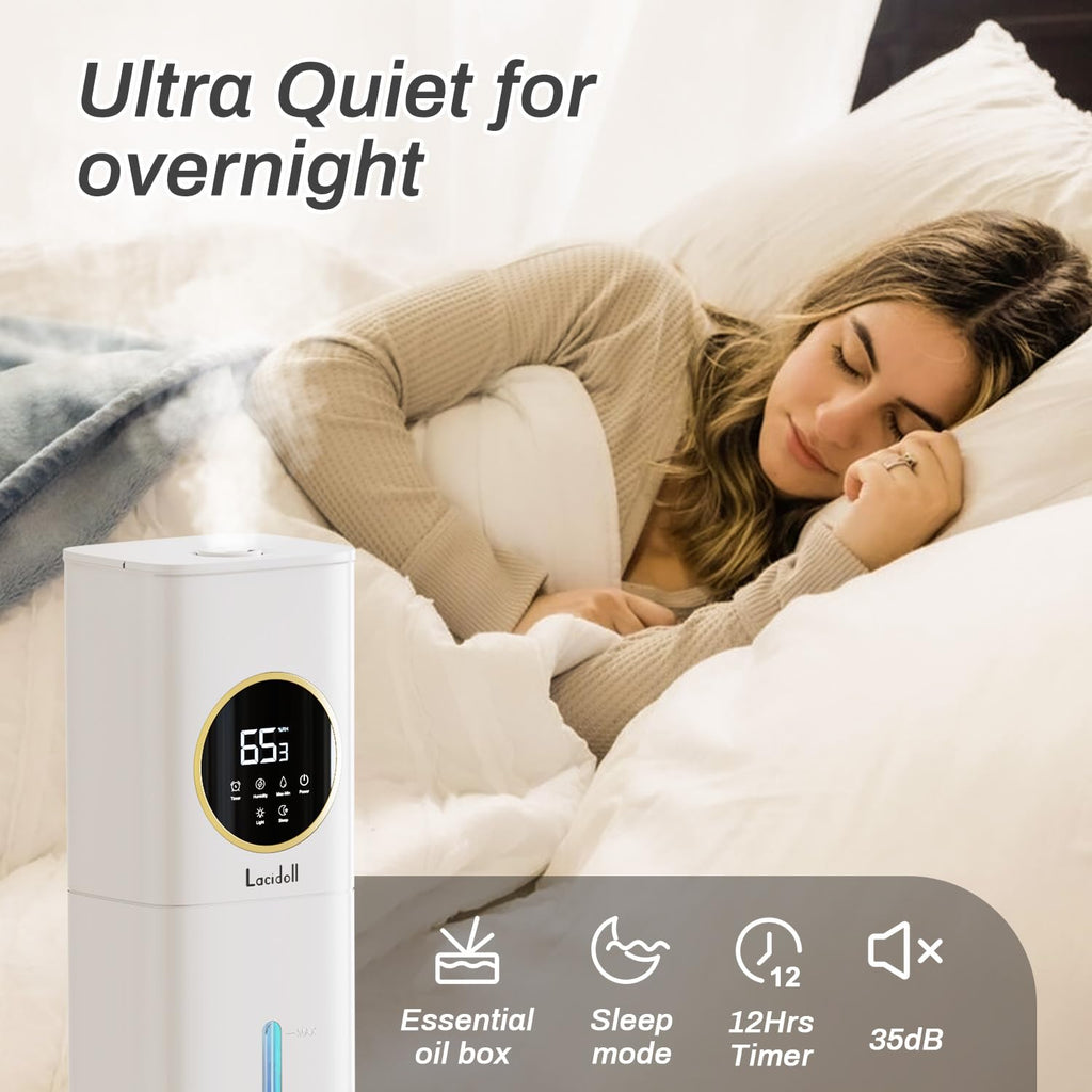 Humidifier Large Room Bedroom with Night Light, 2.1Gal(8L) Humidifiers for Home with Essential Oil Diffuser, Top Fill Whole House Cool Mist Humidifiers for Plants Baby Kids Adults(Black) Clarke's Vibe Store