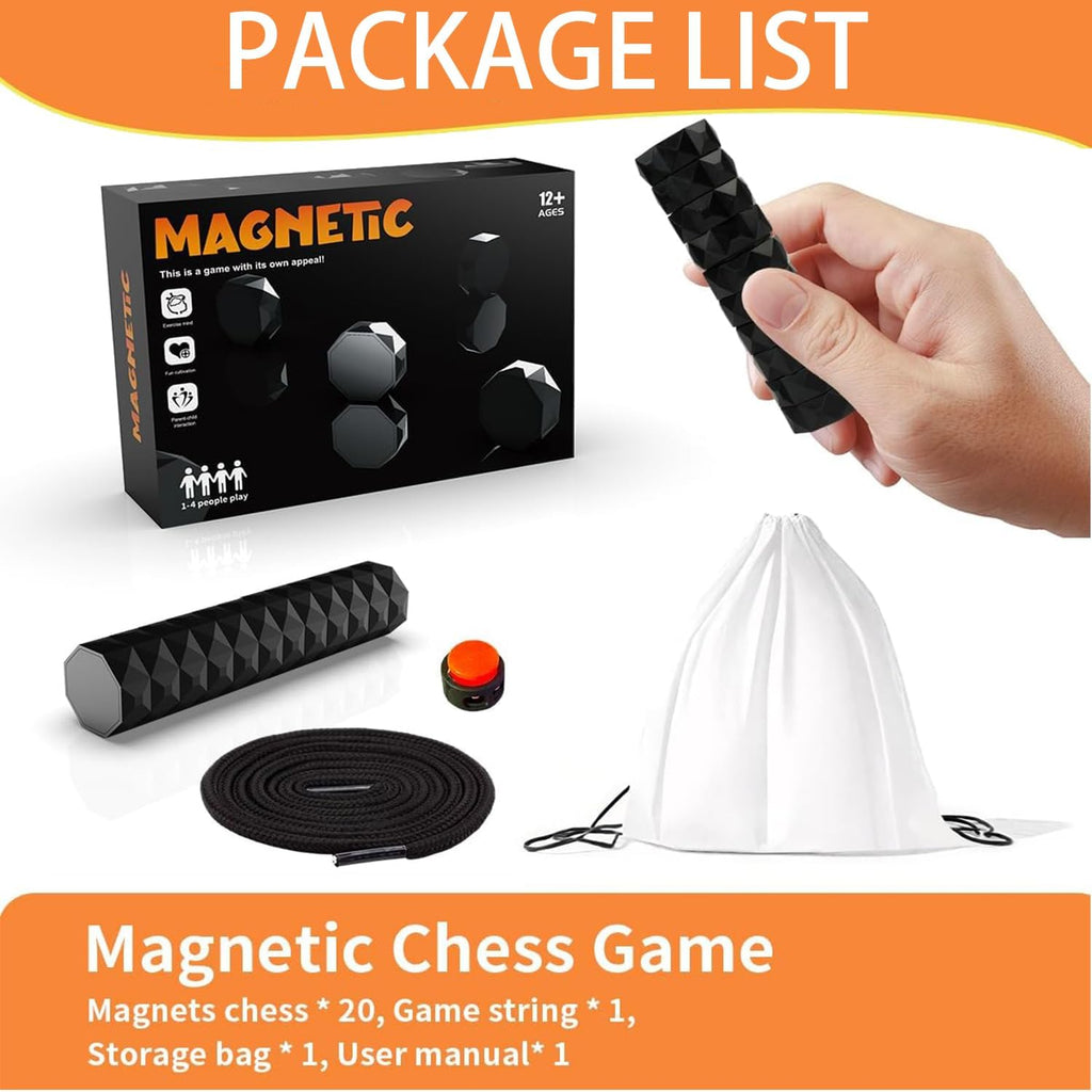 2025 New Magnetic Chess Game Set with 20 Stones & Rope for Adults Kid, Portable Multiplayer Magnet Strategy Board Game, Christmas New Year Family Games for Kids and Adults Clarke Vibe Store