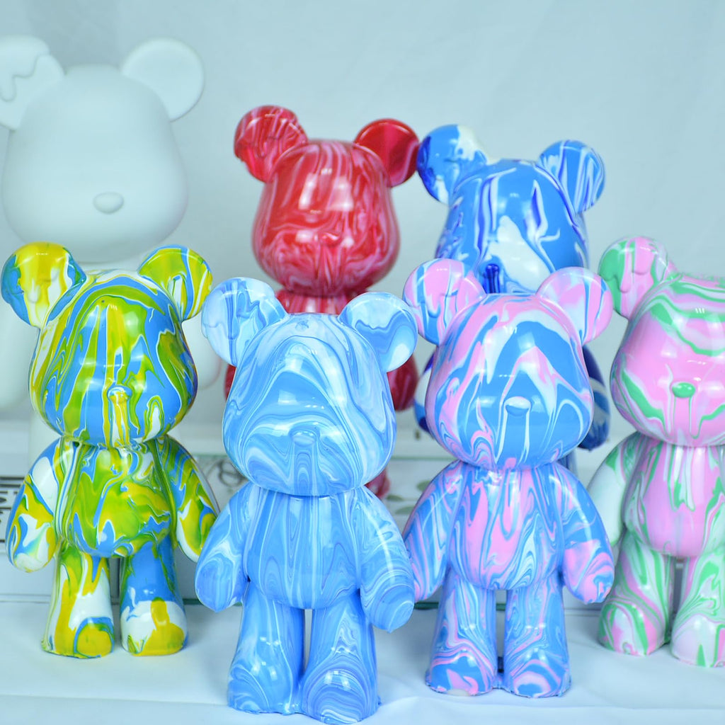 DIY Creative Blank Painting Fluid Bear Figure Kit, Multicolor Mix Paint Design for Home Decoration (Blue, Fluid Bear) Clarke Vibe Store