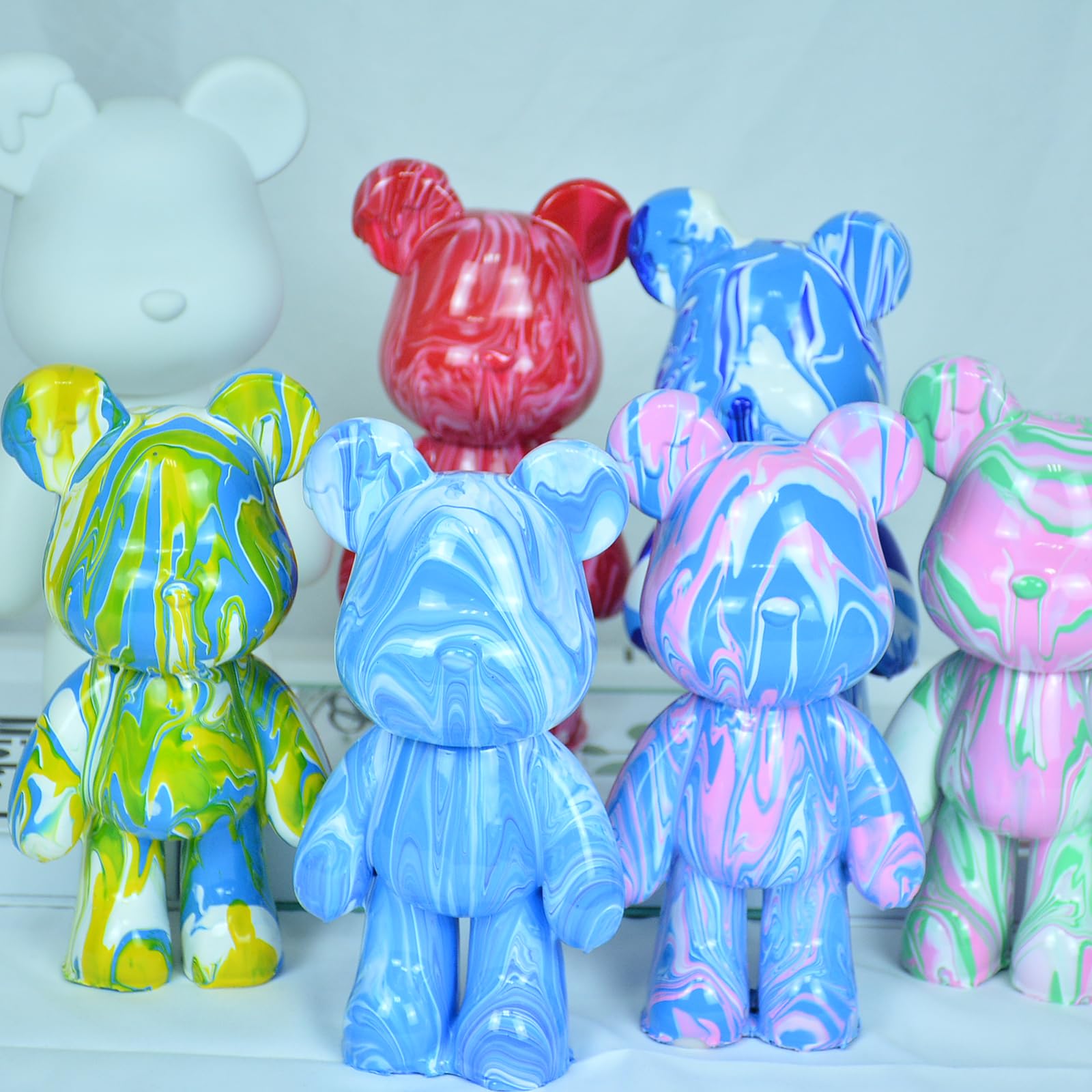 DIY Creative Blank Painting Fluid Bear Figure Kit, Multicolor Mix Paint Design for Home Decoration (Blue, Fluid Bear) Clarke Vibe Store