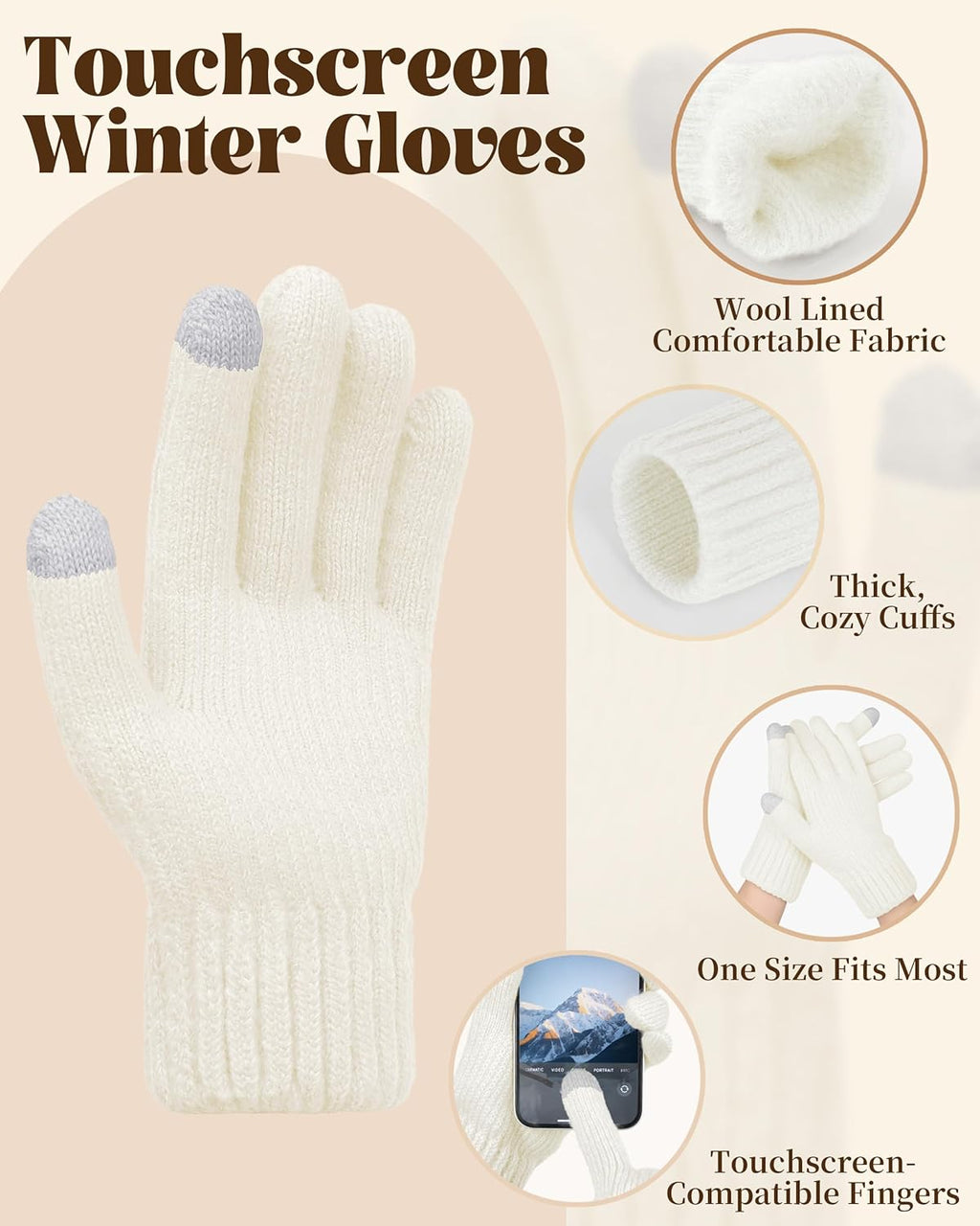 DODOKIE 5 Pieces Winter Beanie Hat Scarf Gloves Touchscreen & Thick Socks Set for Women Stocking Stuffers Mom Clarke's Vibe Store