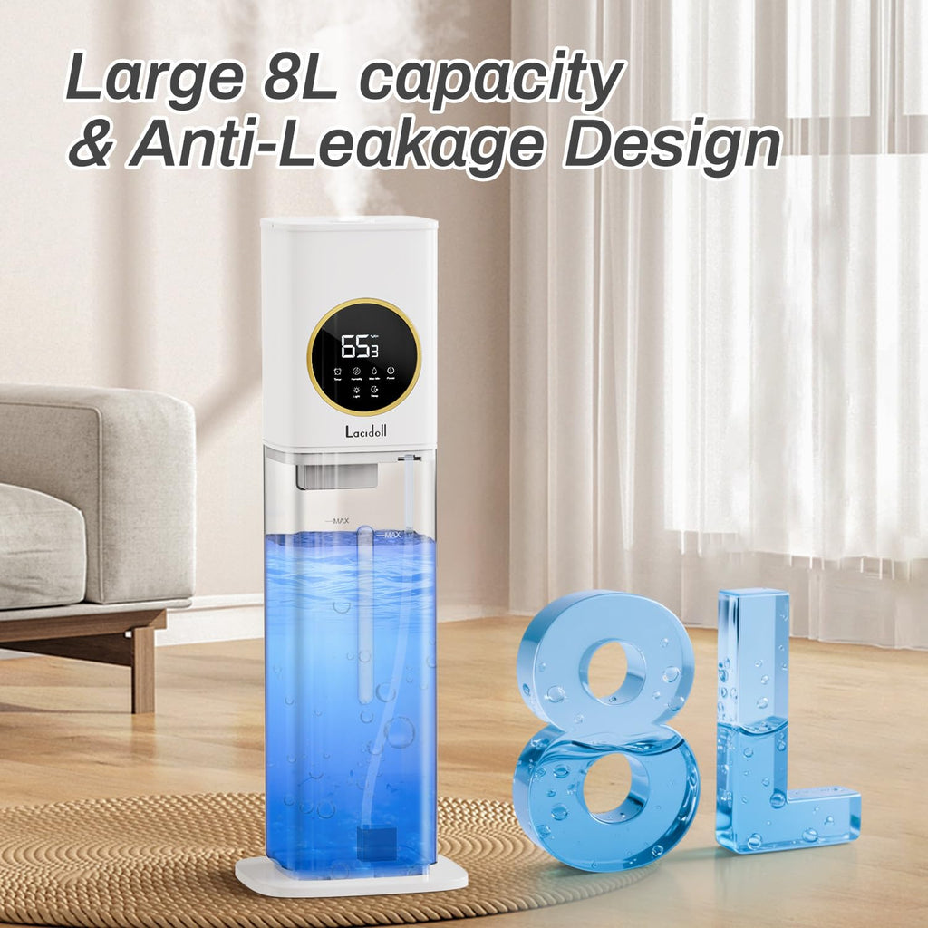 Humidifier Large Room Bedroom with Night Light, 2.1Gal(8L) Humidifiers for Home with Essential Oil Diffuser, Top Fill Whole House Cool Mist Humidifiers for Plants Baby Kids Adults(Black) Clarke's Vibe Store