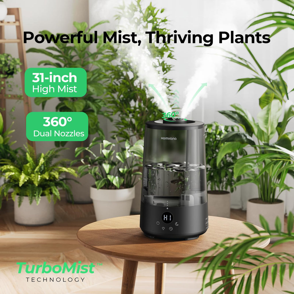 Homvana Humidifiers for Bedroom Home, 3.6 L Cool Mist Top-Fill 34H Super Long Time, Quiet 23dB, Baby Humidifier, Oil Diffuser for Large Room, House, Plant, Nursery, Office, BPA FREE, Ultrasonic (Grey) Clarke's Vibe Store