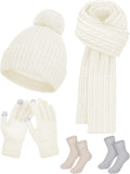 DODOKIE 5 Pieces Winter Beanie Hat Scarf Gloves Touchscreen & Thick Socks Set for Women Stocking Stuffers Mom Clarke's Vibe Store