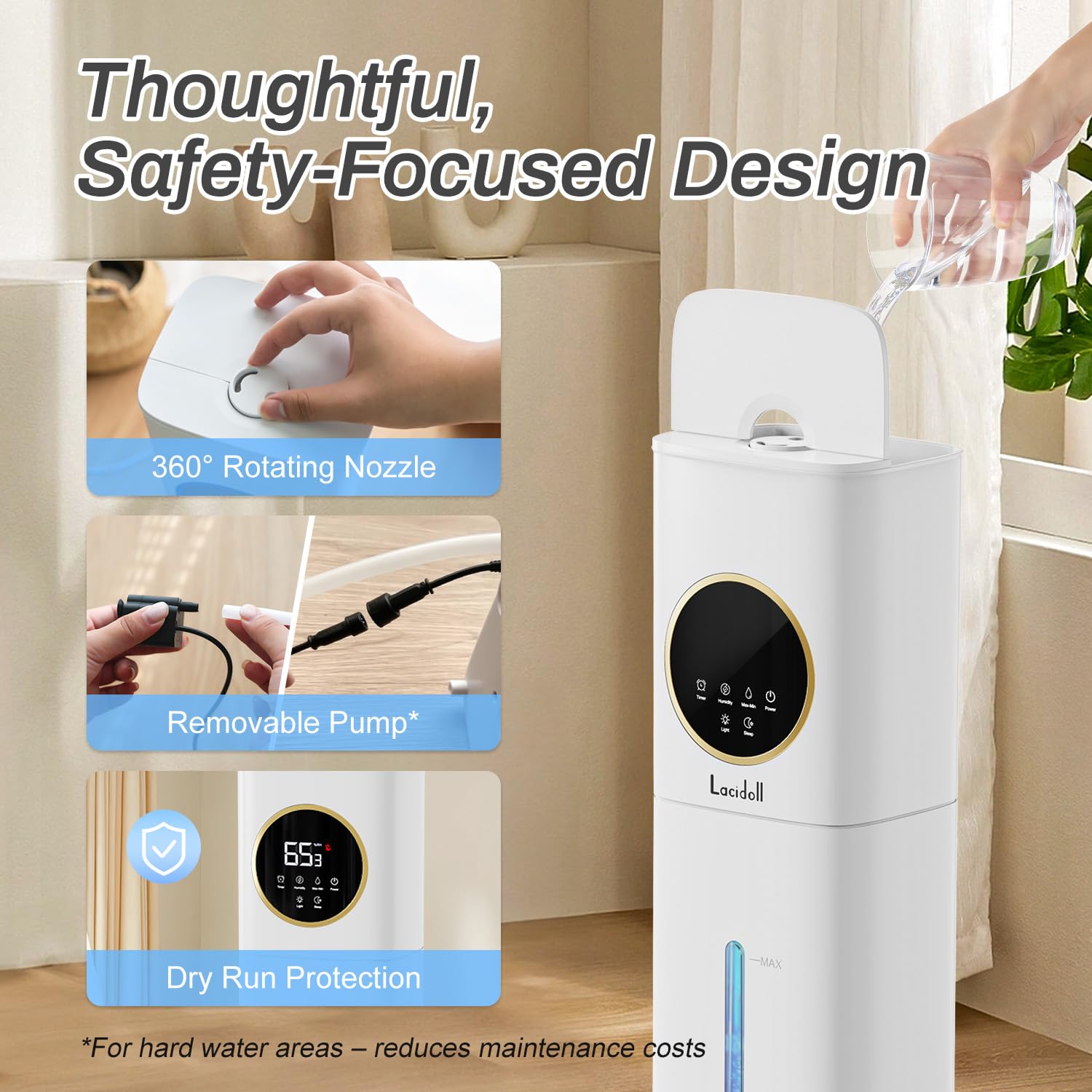 Humidifier Large Room Bedroom with Night Light, 2.1Gal(8L) Humidifiers for Home with Essential Oil Diffuser, Top Fill Whole House Cool Mist Humidifiers for Plants Baby Kids Adults(Black) Clarke's Vibe Store