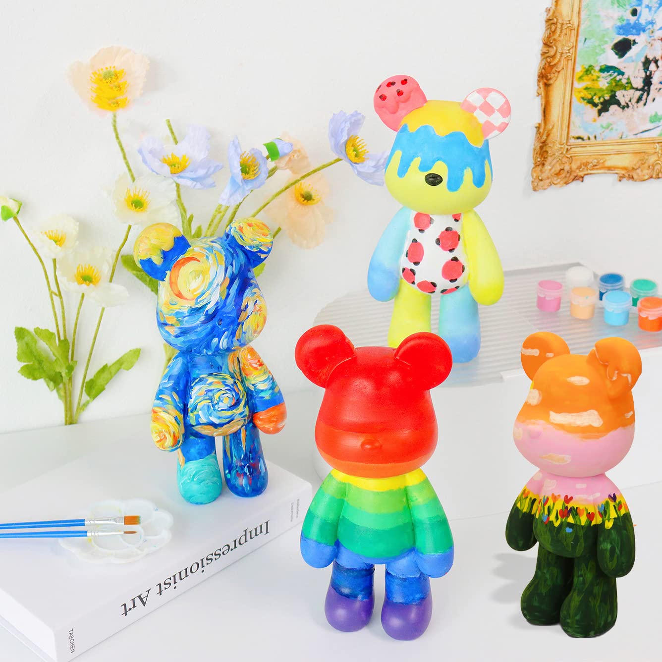 DIY Creative Blank Painting Fluid Bear Figure Kit, Multicolor Mix Paint Design for Home Decoration (Blue, Fluid Bear) Clarke Vibe Store