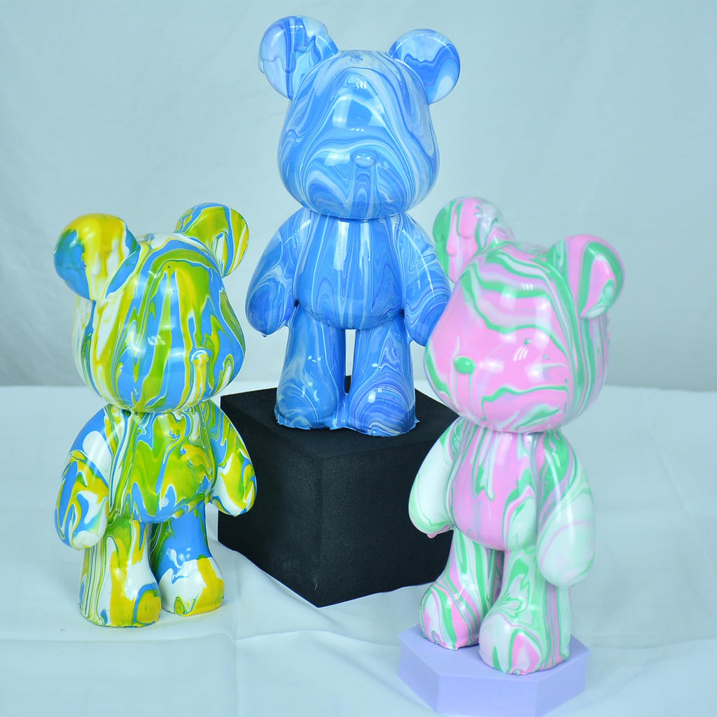 DIY Creative Blank Painting Fluid Bear Figure Kit, Multicolor Mix Paint Design for Home Decoration (Blue, Fluid Bear) Clarke Vibe Store