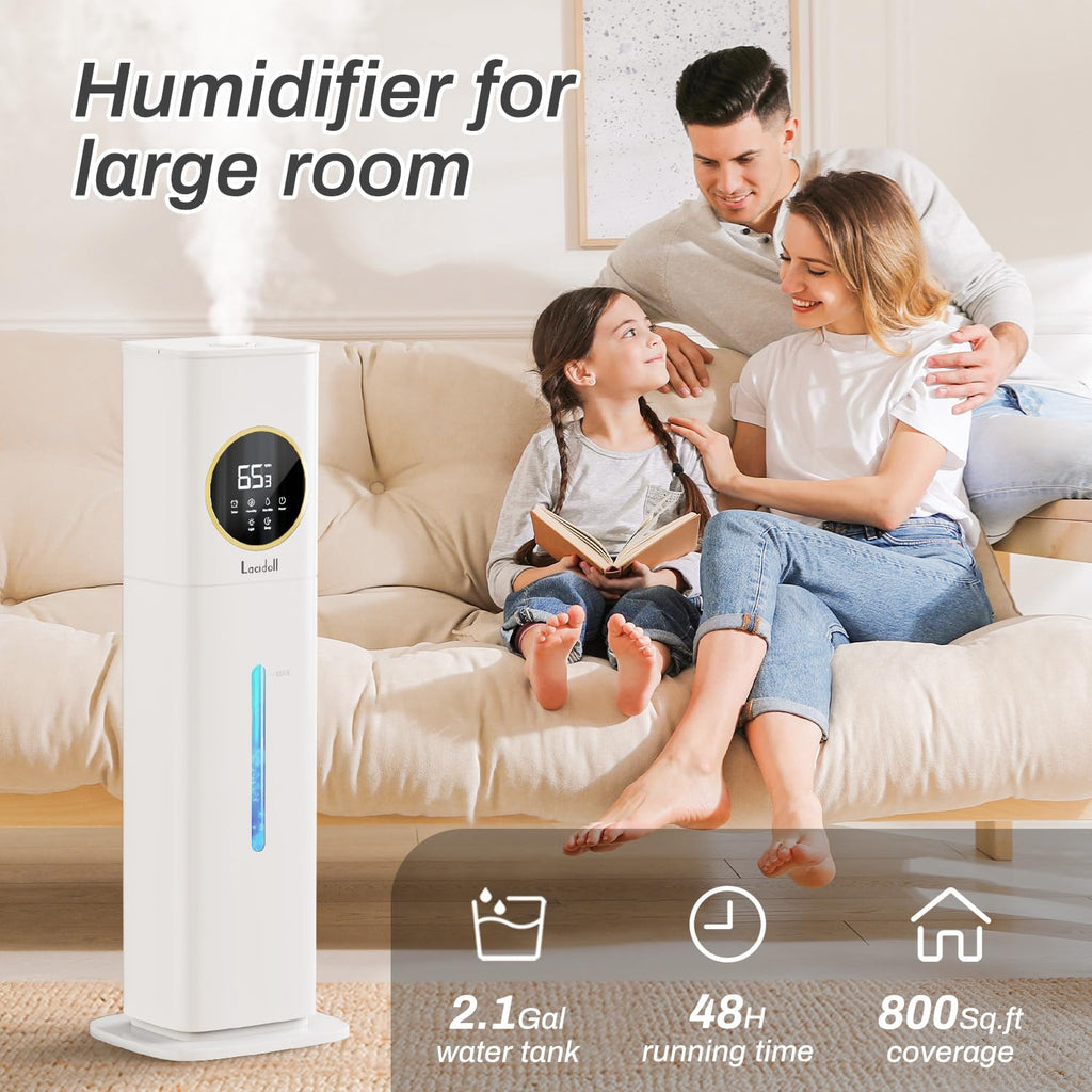 Humidifier Large Room Bedroom with Night Light, 2.1Gal(8L) Humidifiers for Home with Essential Oil Diffuser, Top Fill Whole House Cool Mist Humidifiers for Plants Baby Kids Adults(Black) Clarke's Vibe Store