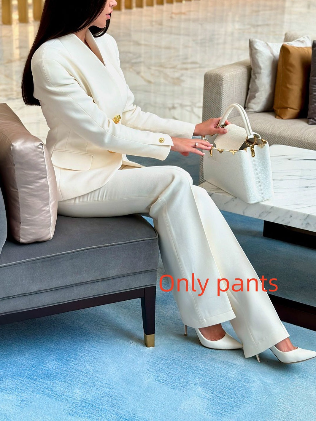 Solid Color Single-breasted Blazer & High-waisted Pants Set Clarke Vibe Store