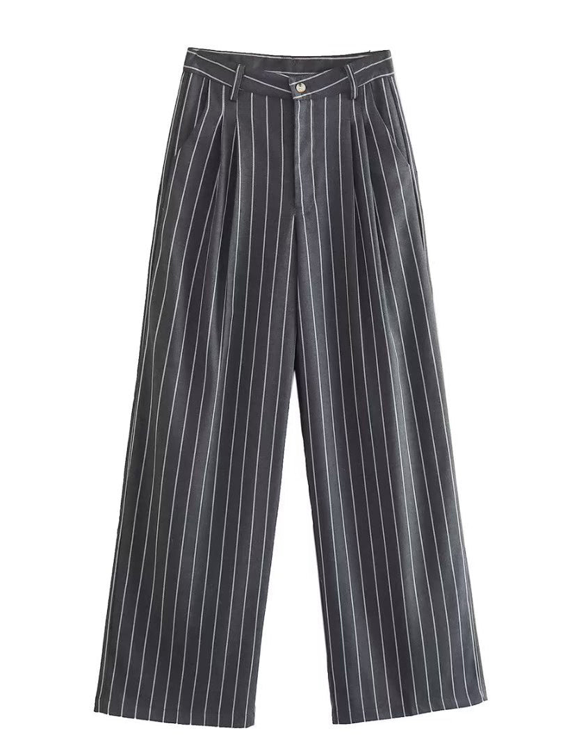 Elegant Striped Blazer & High Waist Pants Set Clarke Vibe Store