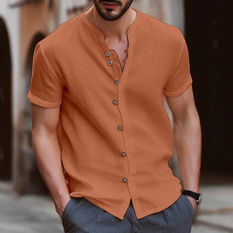 Men's Retro Cotton And Linen Casual Button Short Sleeves Clarke Vibe Store