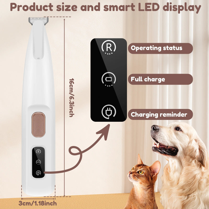 Pets Dog Paw Trimmer With LED Light Fully Waterproof Pet Hair Trimmer With LED Display Dog Clippers For Grooming Widen Blade Siqur Salute