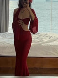 Hollow Solid Color Maxi Dress Clarke Vibe Store