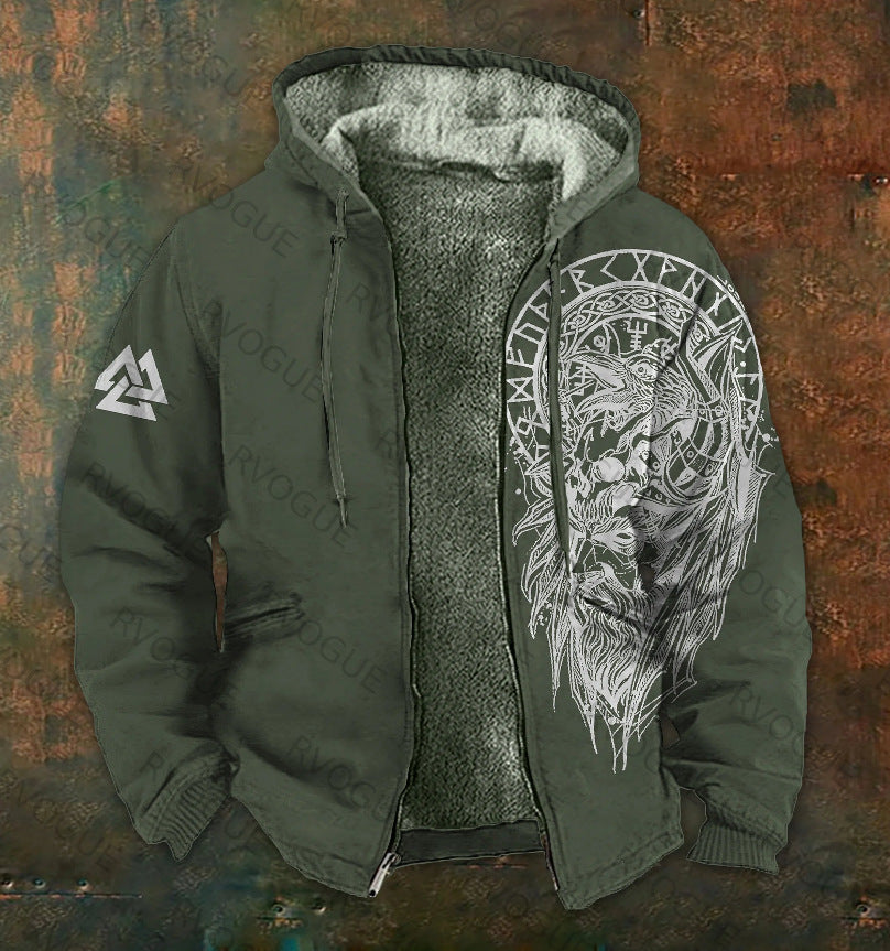 3D Digitalprint Mens Fashion Vintage Hooded Zipup Jacket Siqur Salute