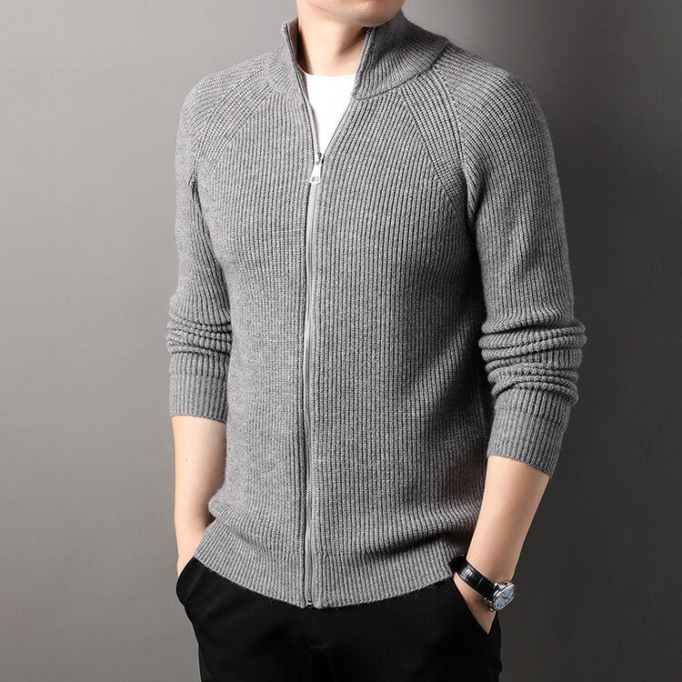 Mens Casual All-match Stand-up Collar Cardigan Sweater Siqur Salute