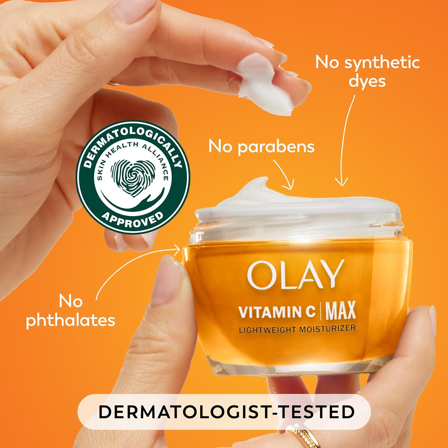 Olay Vitamin C MAX Face Moisturizer, Brightening Cream for Women, Hydrating, Evens Tone, Dark Spot & Hyperpigmentation Reduction, Glowing Skin Care - Niaciniamide, Peptides 1.7 Oz Clarke's Vibe Store