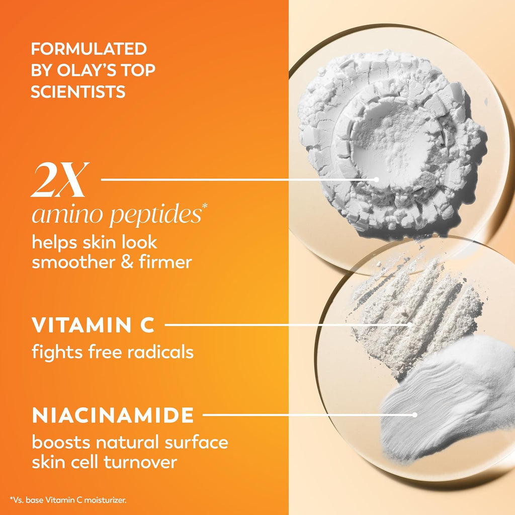 Olay Vitamin C MAX Face Moisturizer, Brightening Cream for Women, Hydrating, Evens Tone, Dark Spot & Hyperpigmentation Reduction, Glowing Skin Care - Niaciniamide, Peptides 1.7 Oz Clarke's Vibe Store