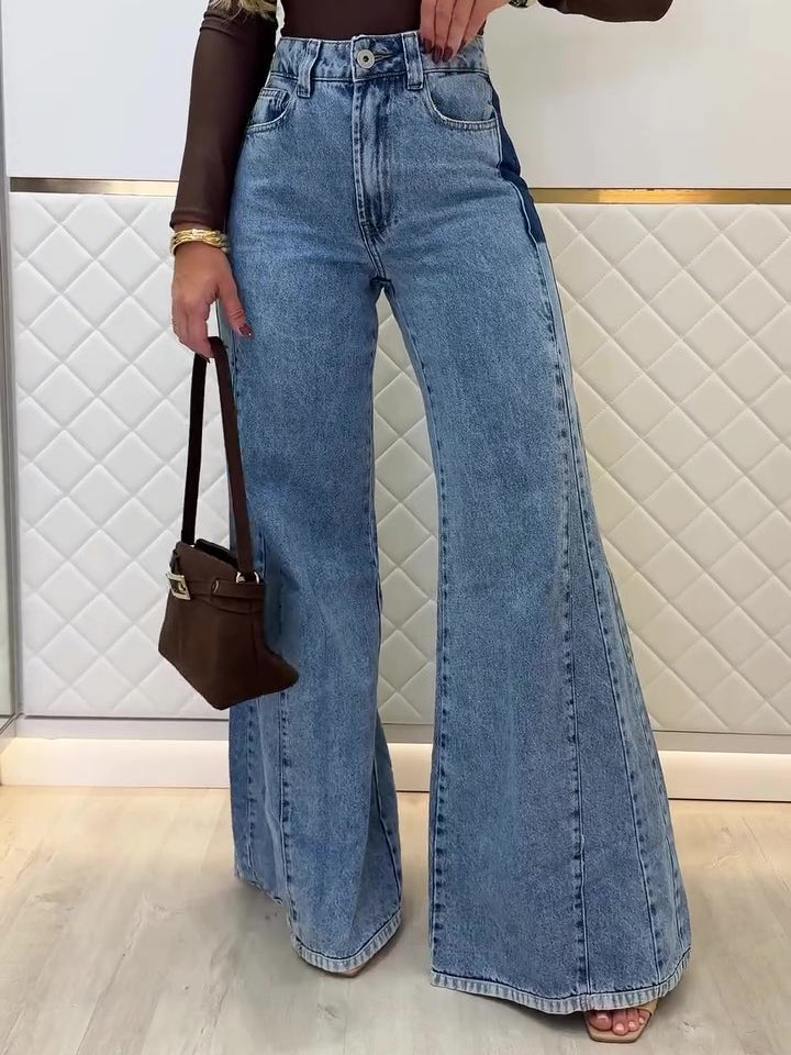 Trendy Light Blue High - Waisted Flared Jeans Clarke Vibe Store
