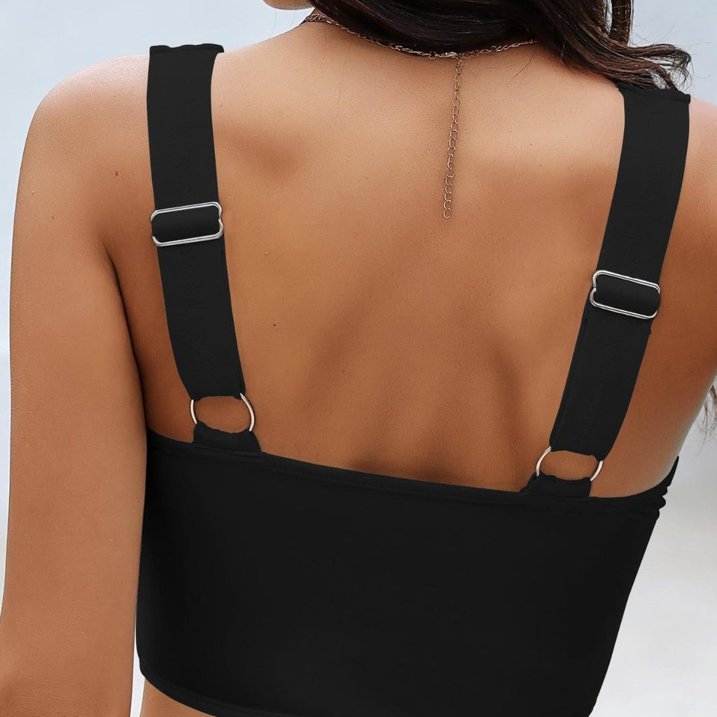 Solid-color Two-piece Sexy Deep-V Bikini Clarke Vibe Store