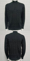 Mens Slim-fit Knitted Zip-up Mock-neck Long-sleeve Sweater Siqur Salute
