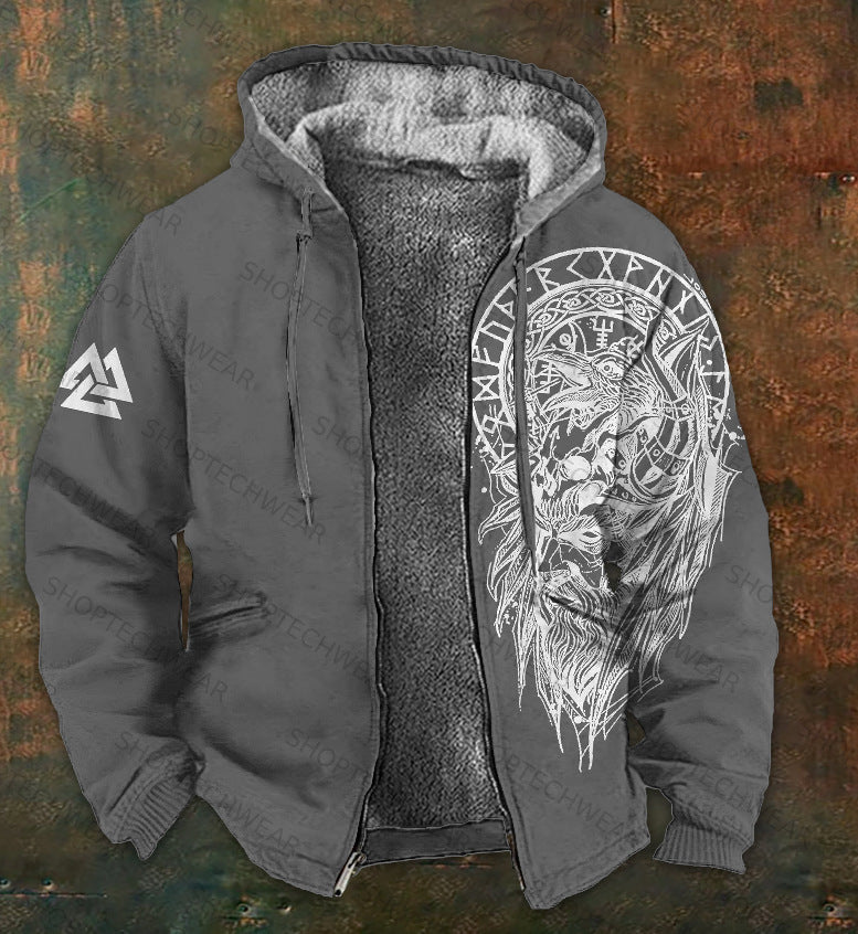 3D Digitalprint Mens Fashion Vintage Hooded Zipup Jacket Siqur Salute