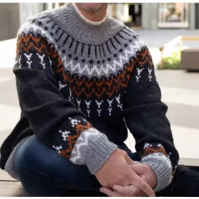 Mens Crew-Neck Sweatshirt With 3D Digital Print On Coarse Needle Fabric Siqur Salute