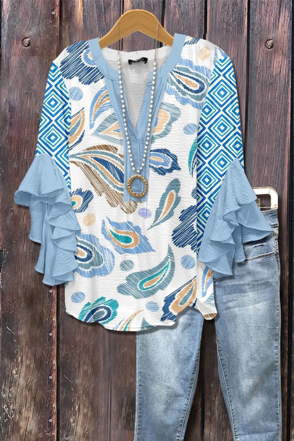 Casual Top With A Creative Floral Print And Digital Printing Clarke Vibe Store
