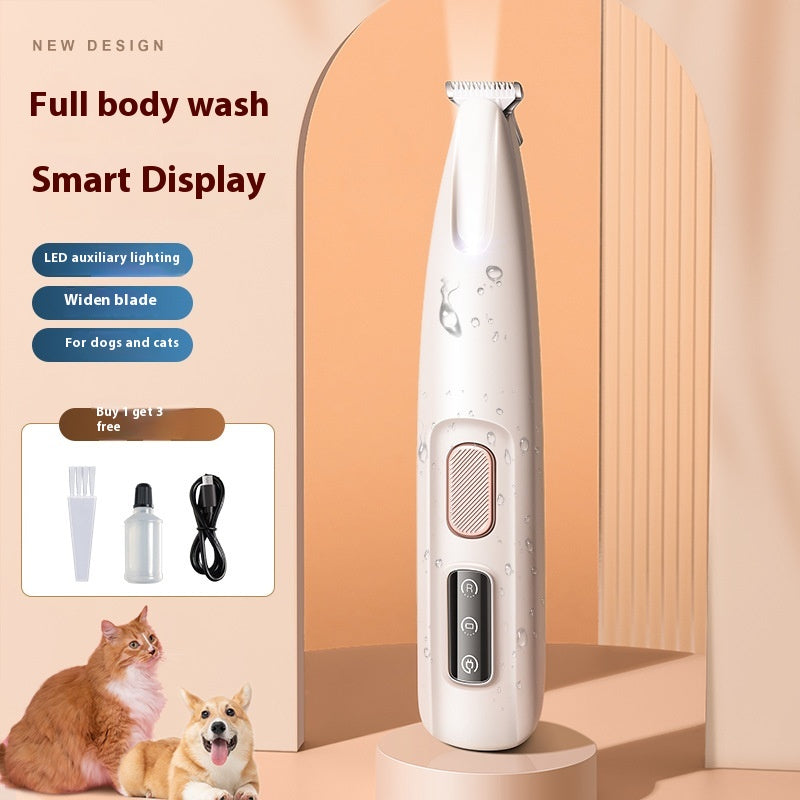 Pets Dog Paw Trimmer With LED Light Fully Waterproof Pet Hair Trimmer With LED Display Dog Clippers For Grooming Widen Blade Siqur Salute