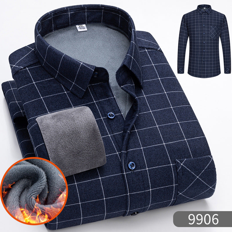 Warm Fleece-Lined Thickened Shirts For Middle-Aged And Senior Men Siqur Salute